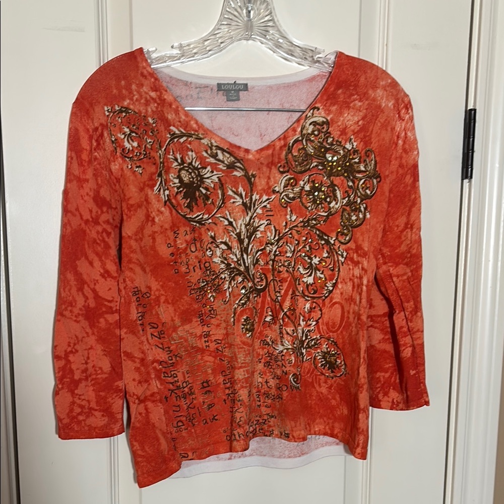 Embroidered Orange Top